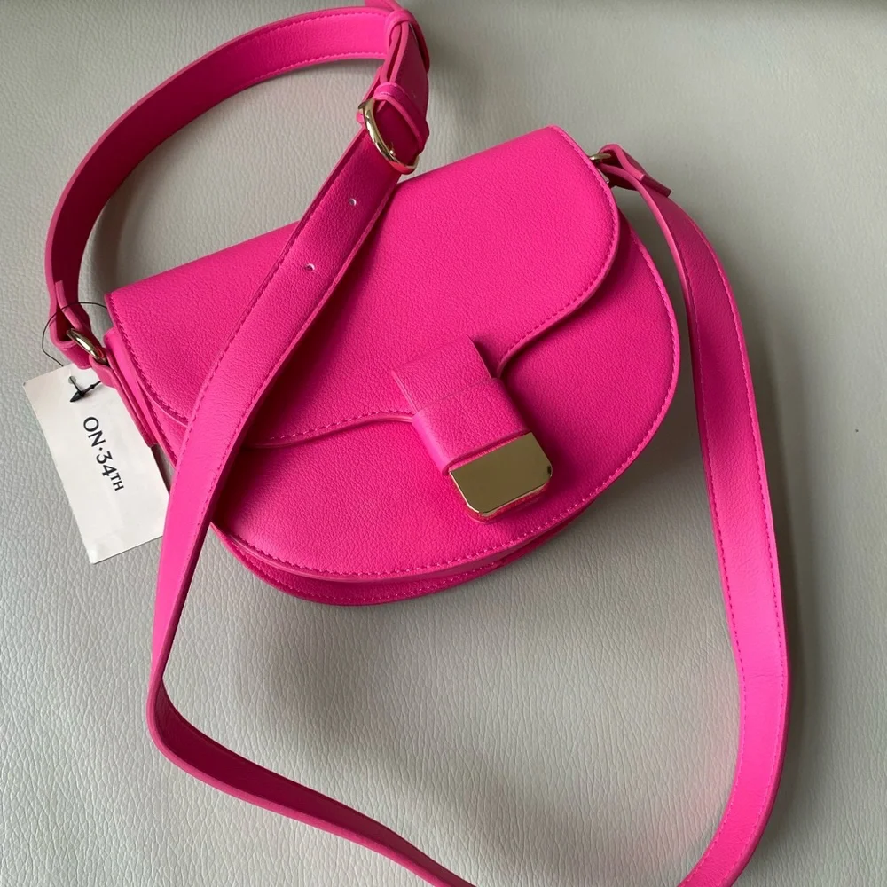 Hot Pink Crossbody Bag with Gold Hardware